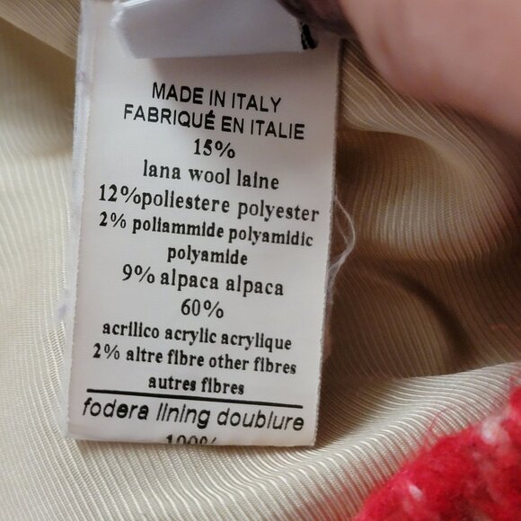 Ottod'Ame Red Stripe Blanket Coat Womens 6 Cozy Wool Vintage Winter Old Money - Picture 5 of 8